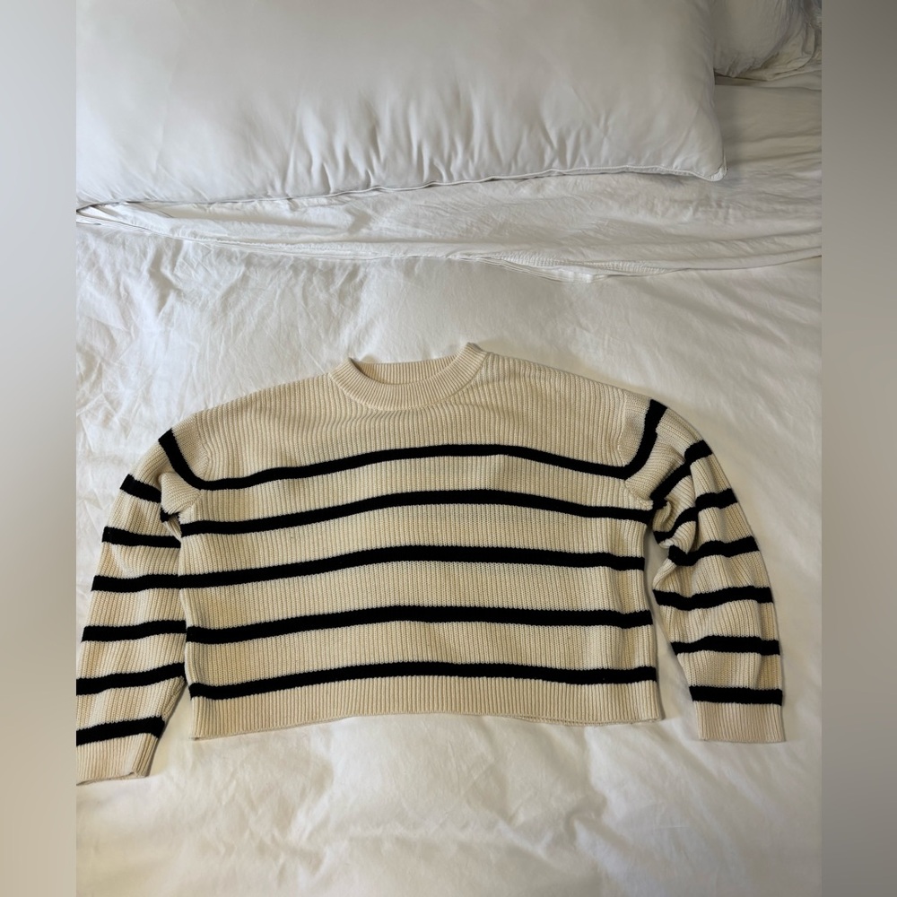 H&M Cream and Black Striped Sweater
